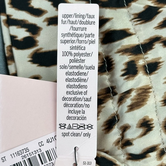 Victoria’s Secret Leopard Print Bed Slippers Medium (7-8) Satiny Faux Fur Trim - Picture 10 of 12